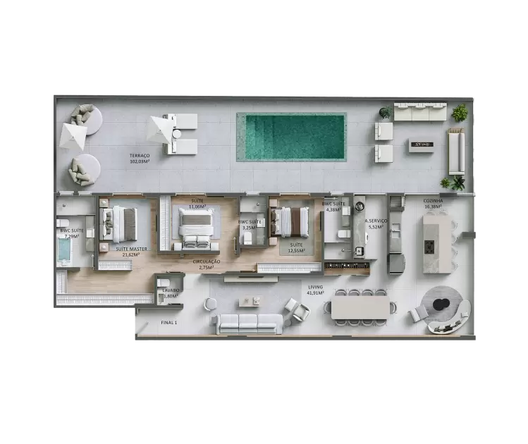 planta Apartamento Diferenciado 101