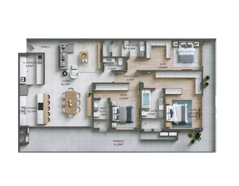 planta Apartamento Diferenciado 102